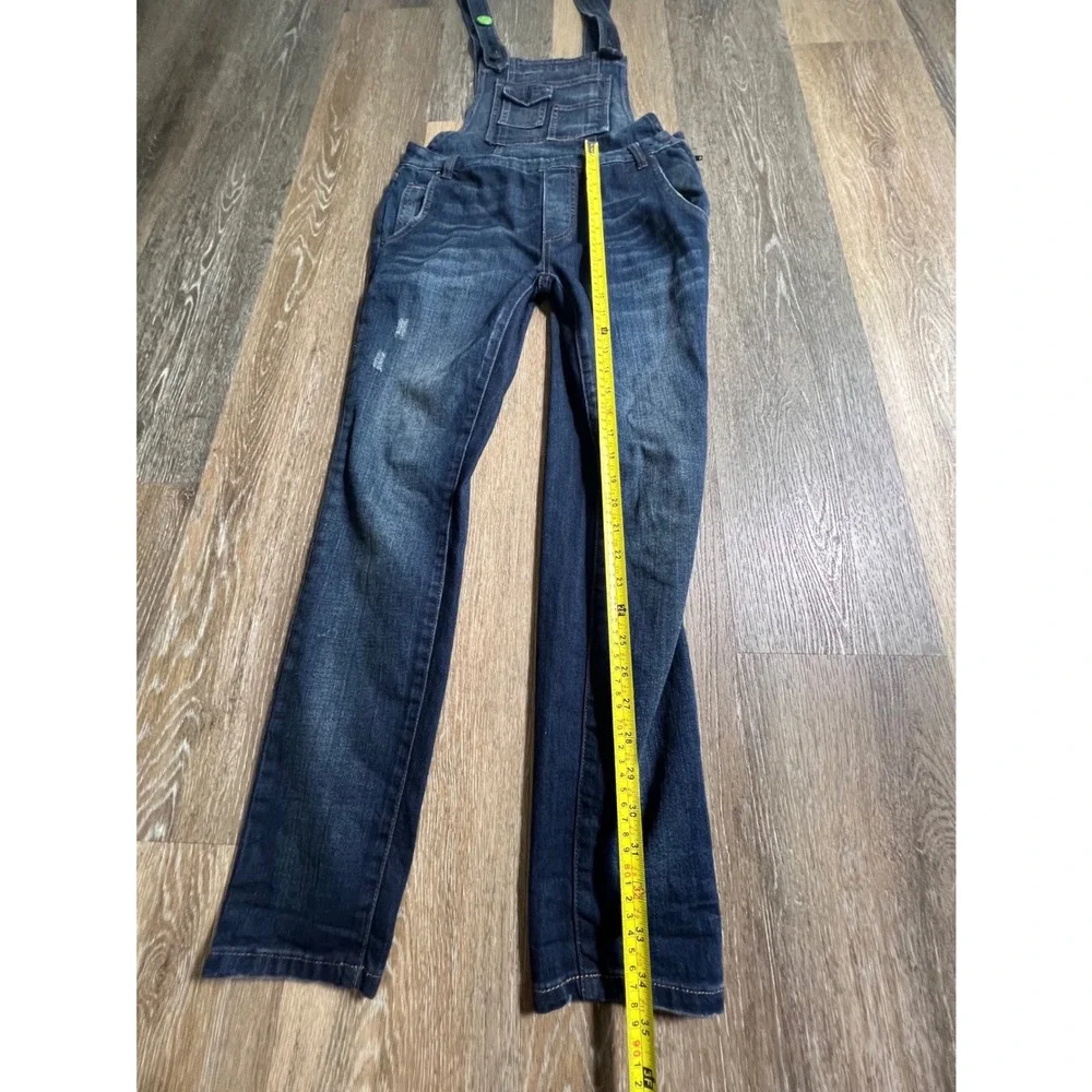 Free People Overalls Womens 25‎ Blue Excellent Distressed Slim Leg Denim Bibs